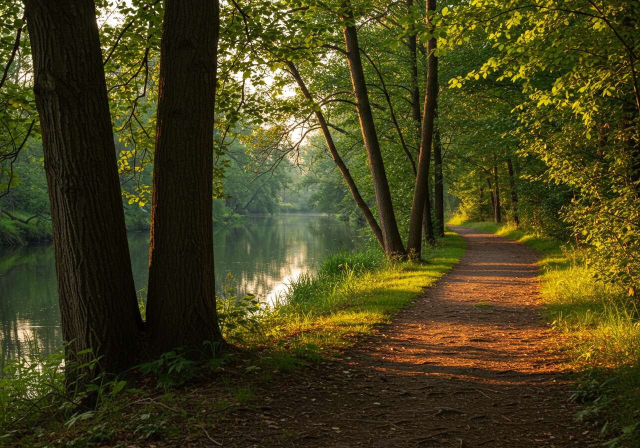 Nature Bike Path along Canal, Glens Falls, Adirondacks, New York State