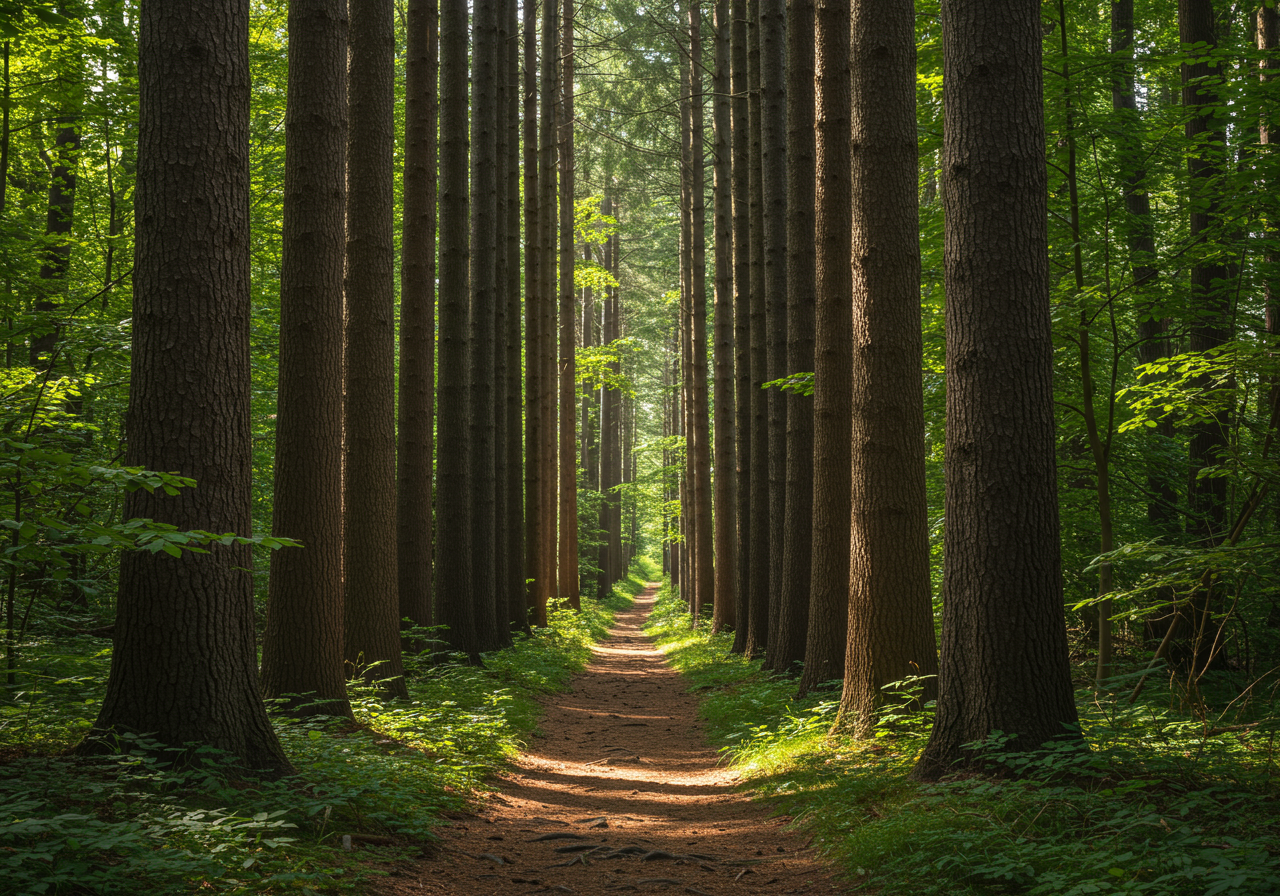 A quiet forested trail in rural Japan