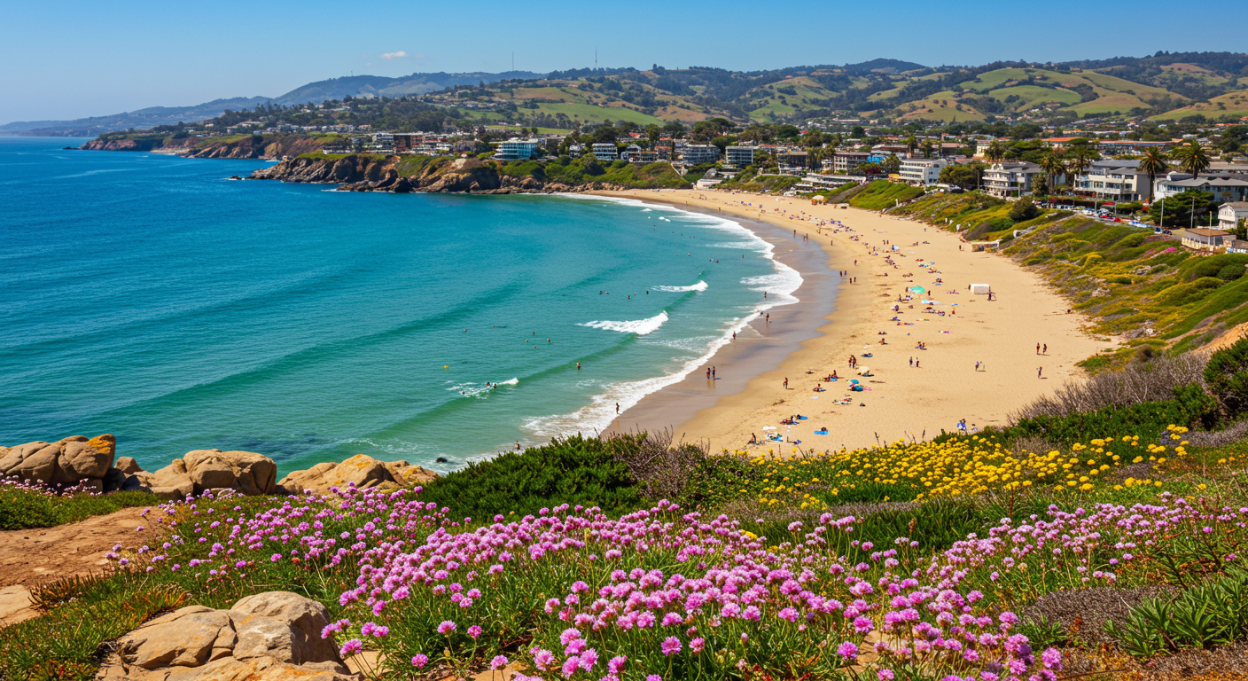 Aerial view of Orange County coastline along Laguna Beach CA