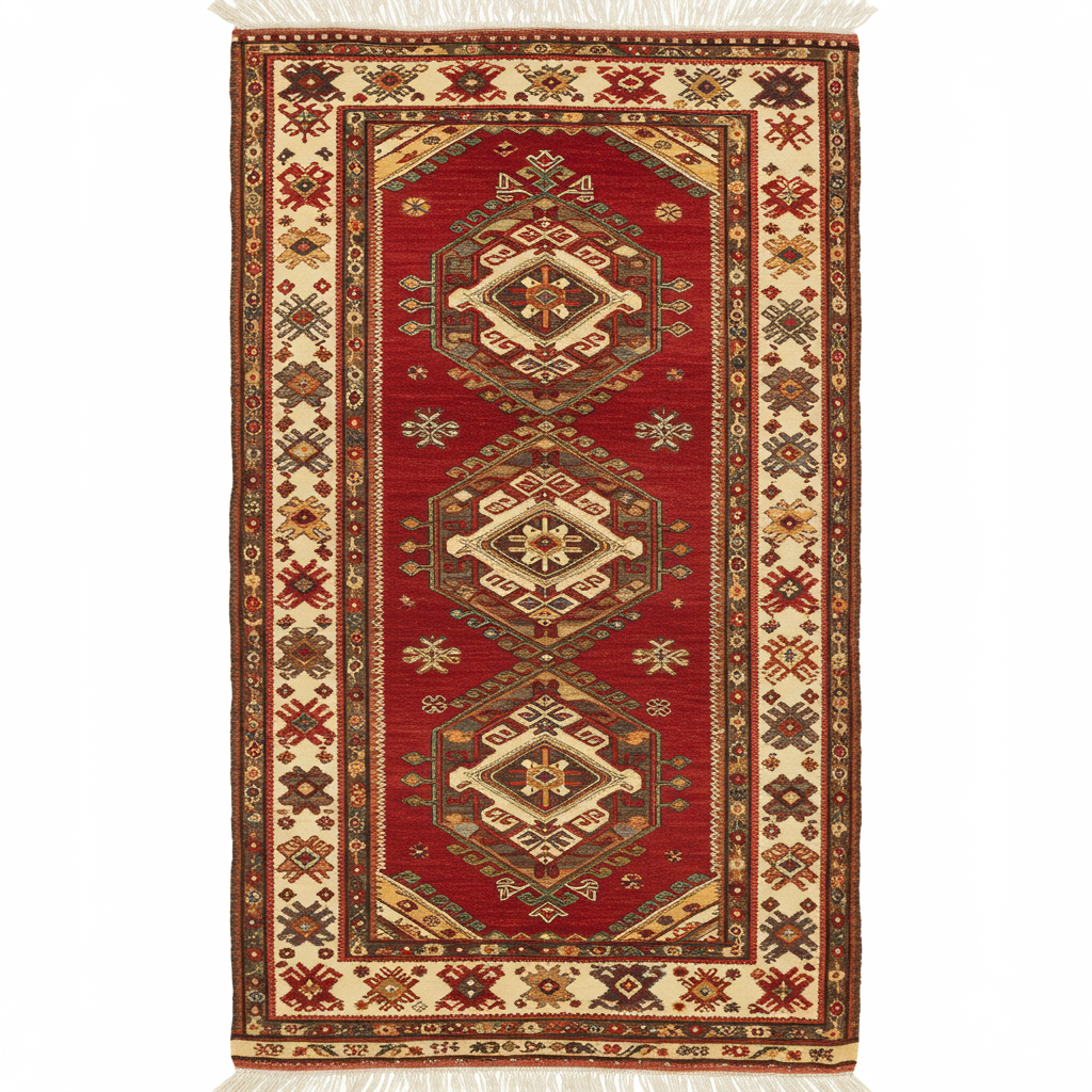 red patterned wool and jute rug
