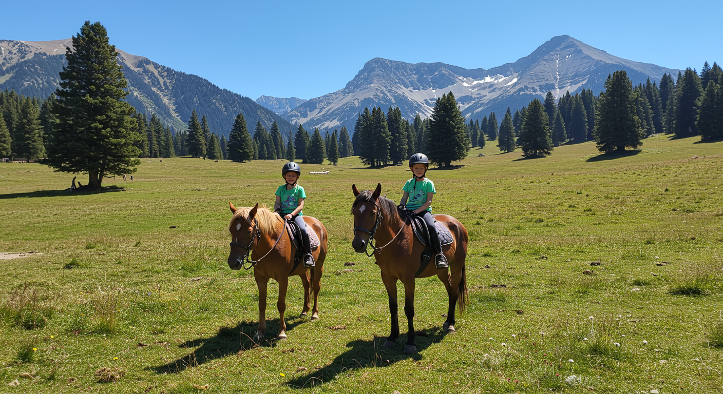 kids ride horses in maui