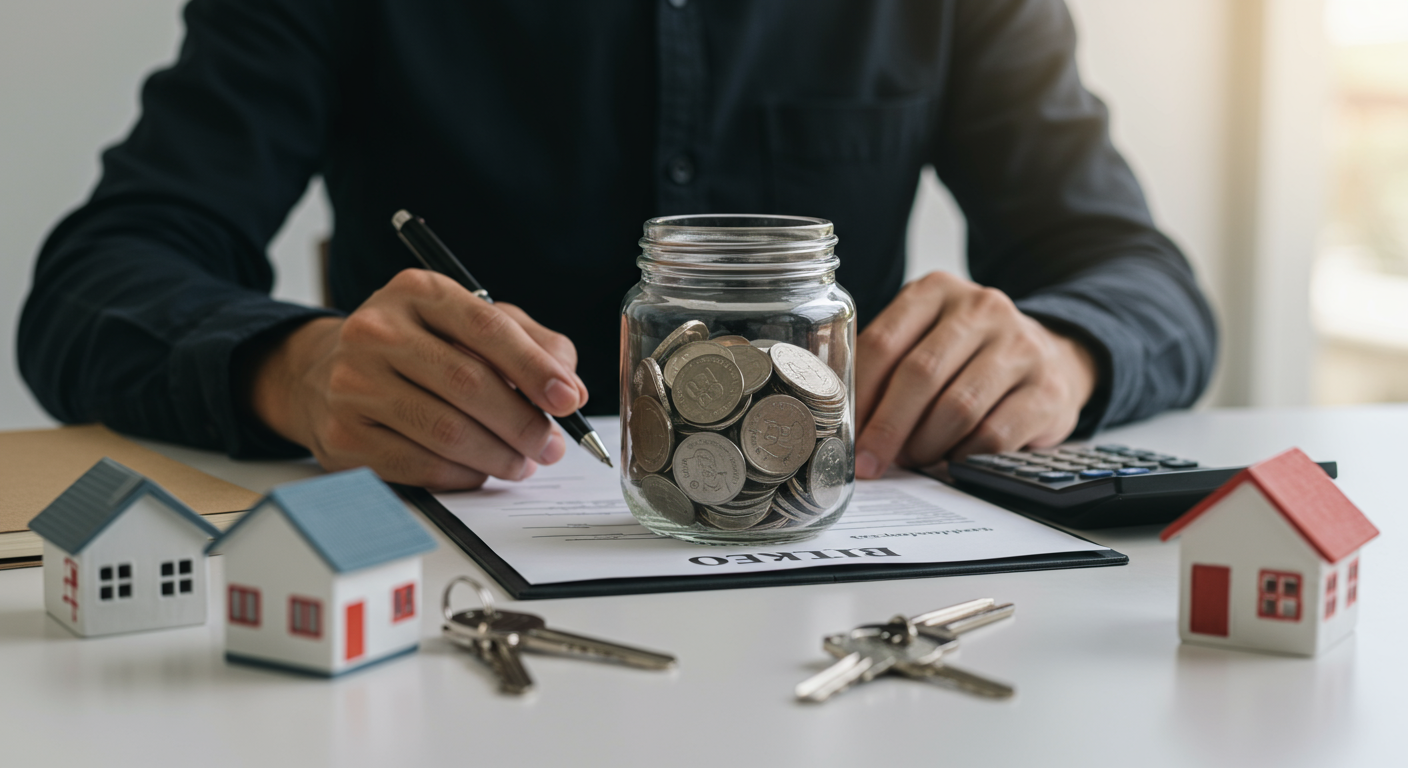 A person with a jar of savings.