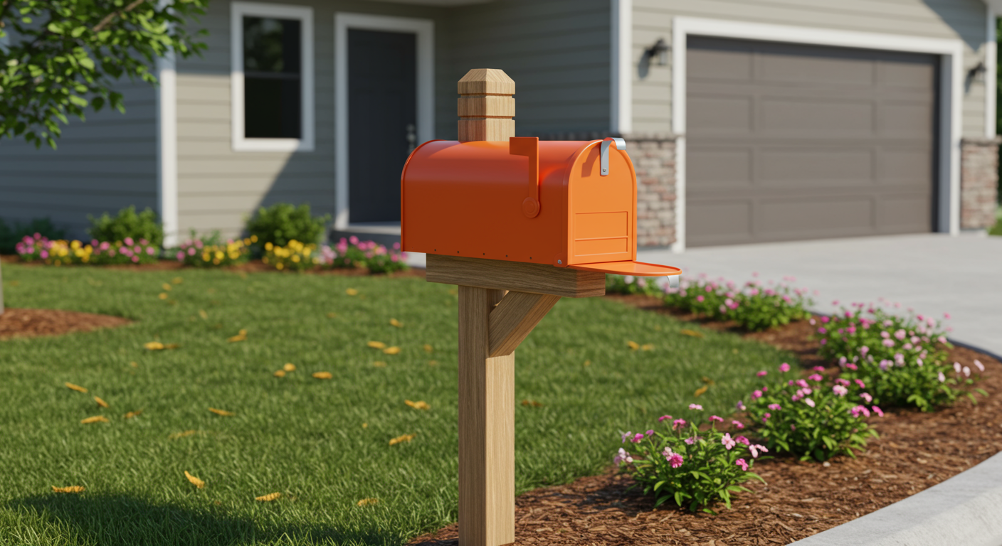 An orange mailbox
