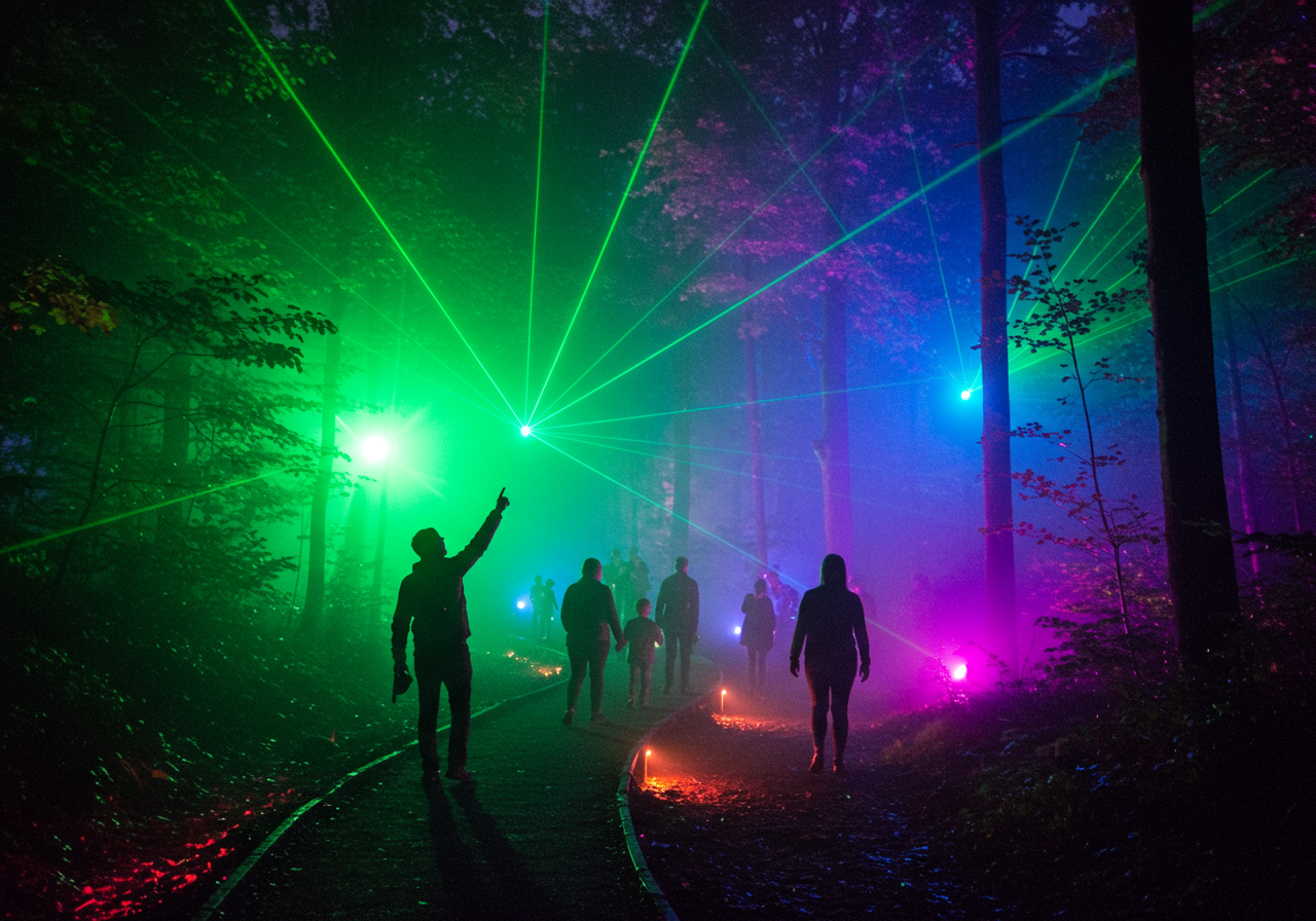 Pittsburgh Botanic Garden Dazzling Nights, illuminated flowers and lanterns