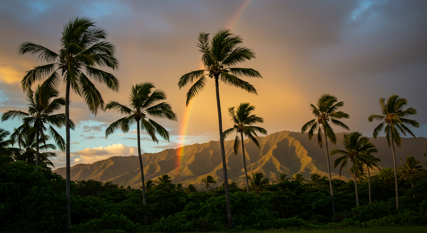 palm trees blowing in west maui
