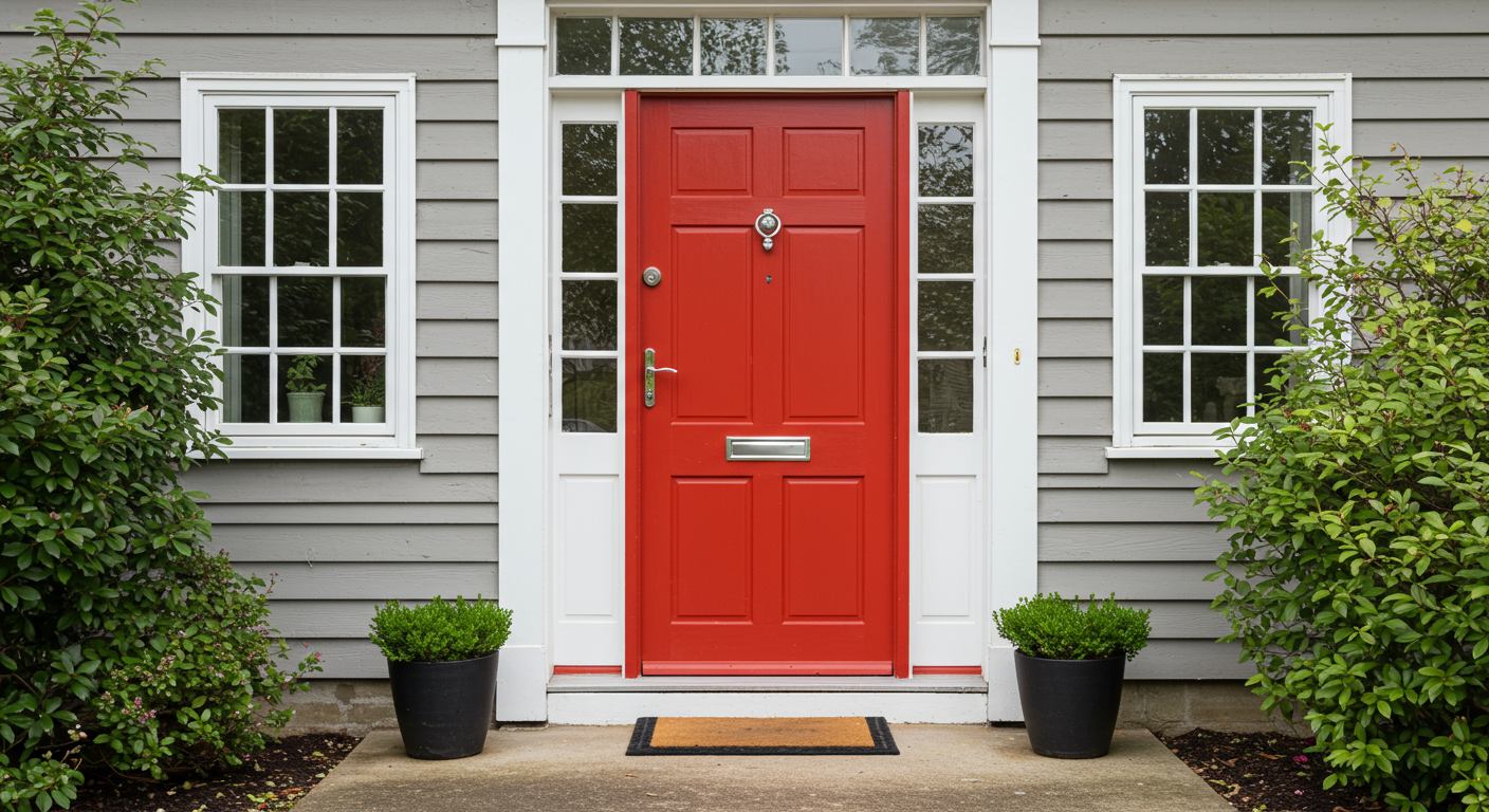 Red wooden doors
