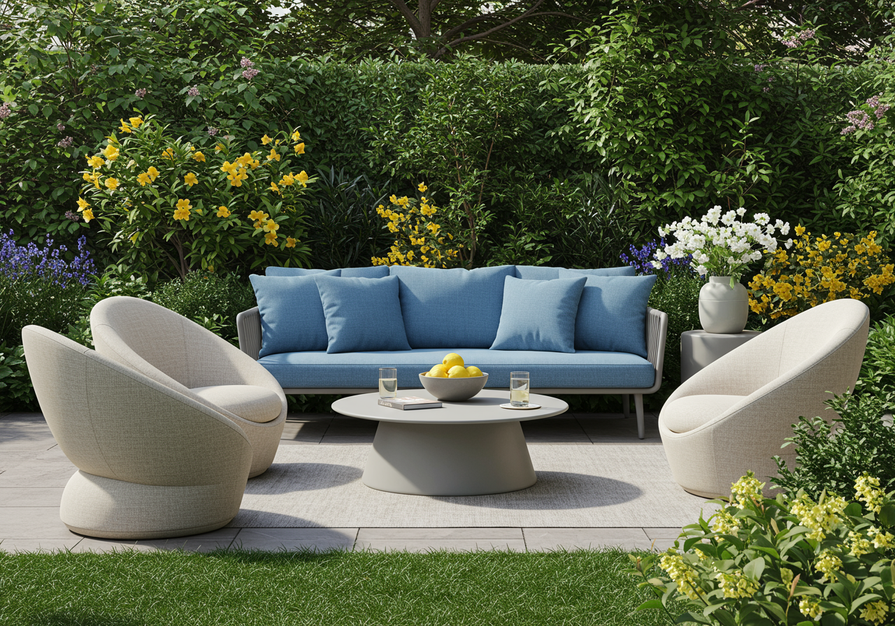 Image may contain Backyard Nature Outdoors Yard Furniture Table Couch Coffee Table Bench Cushion and Home Decor