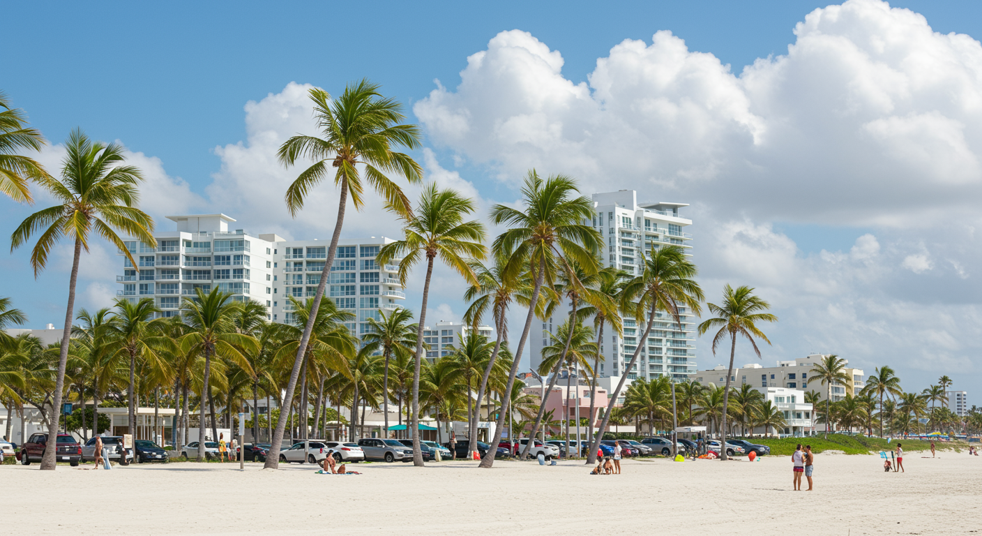 The wonderful beach scenery in Miami.