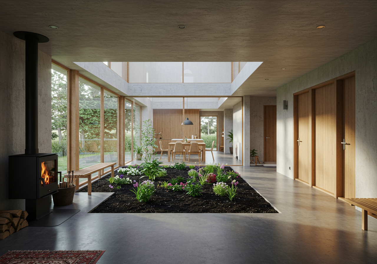 No Architectures Courtyard House puts the sites natural topography to work. Partially burrowed into the land the home...