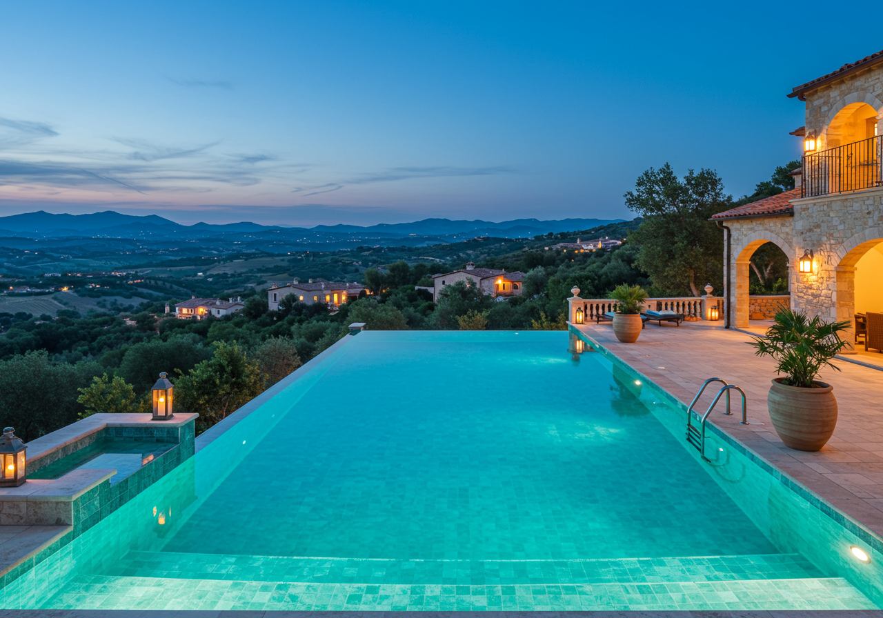 The Bridges Pool Night View