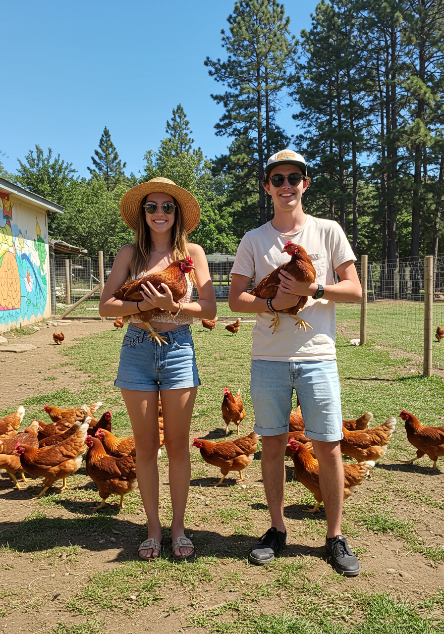 feeding chickens at greenacres farm in oviedo, fl