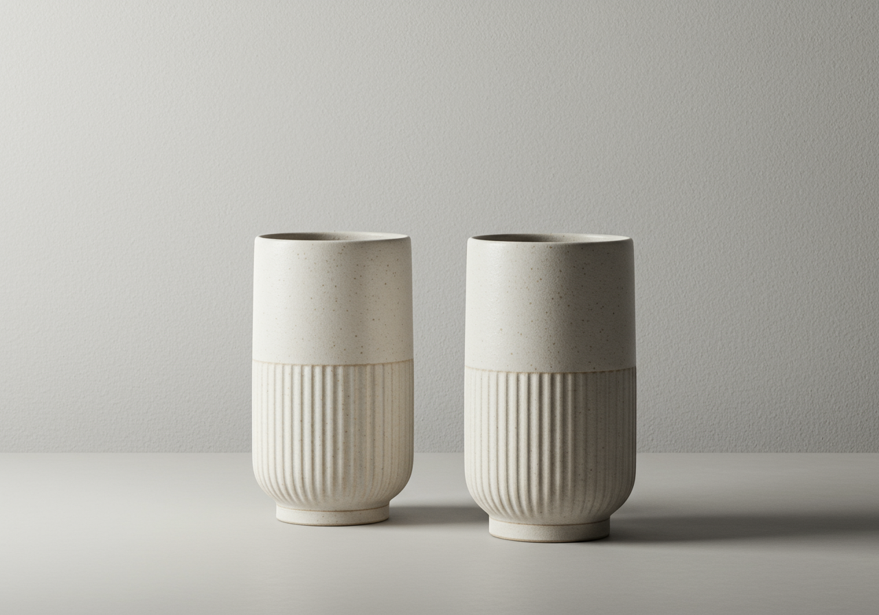 ribbed ceramic coffee mug