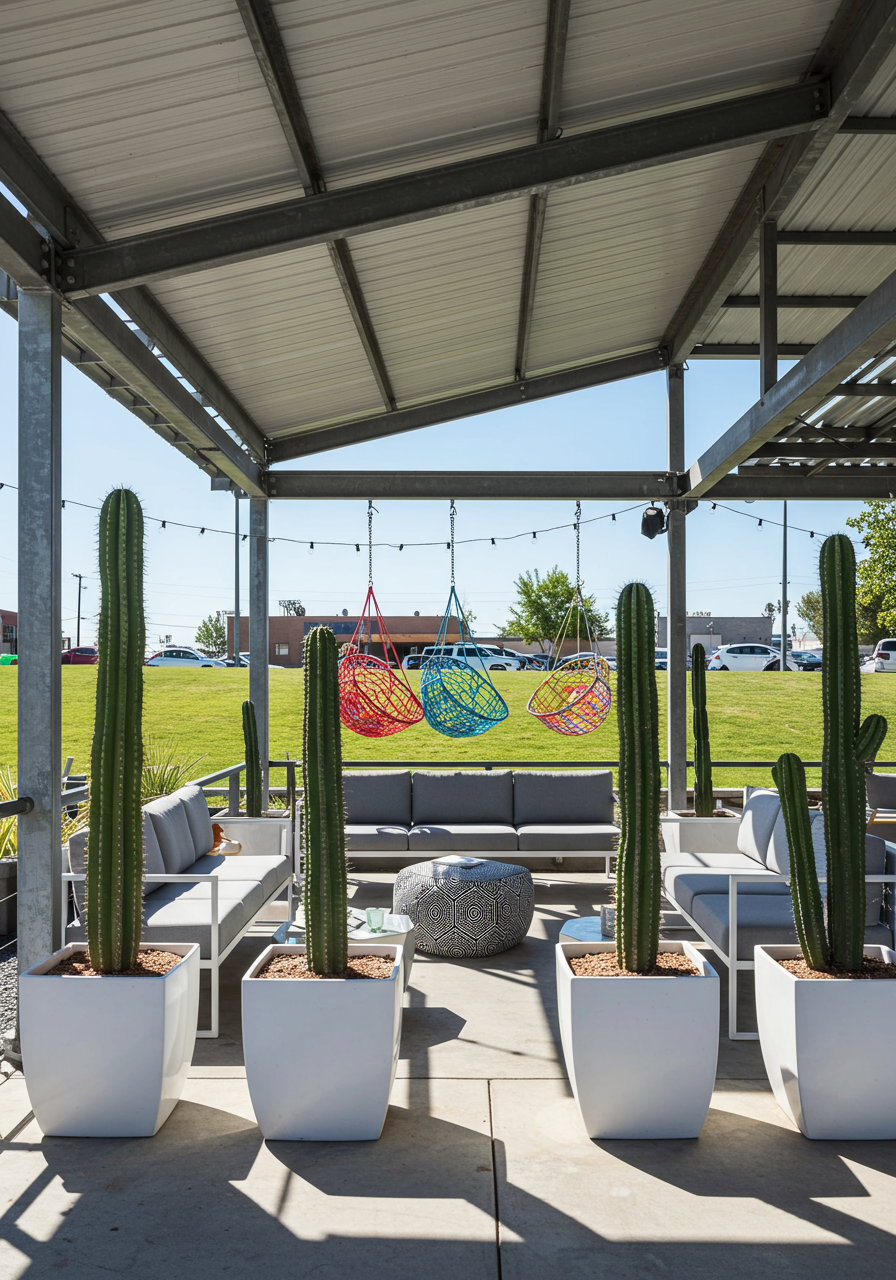 patio outside of el thrifty at optimist hall