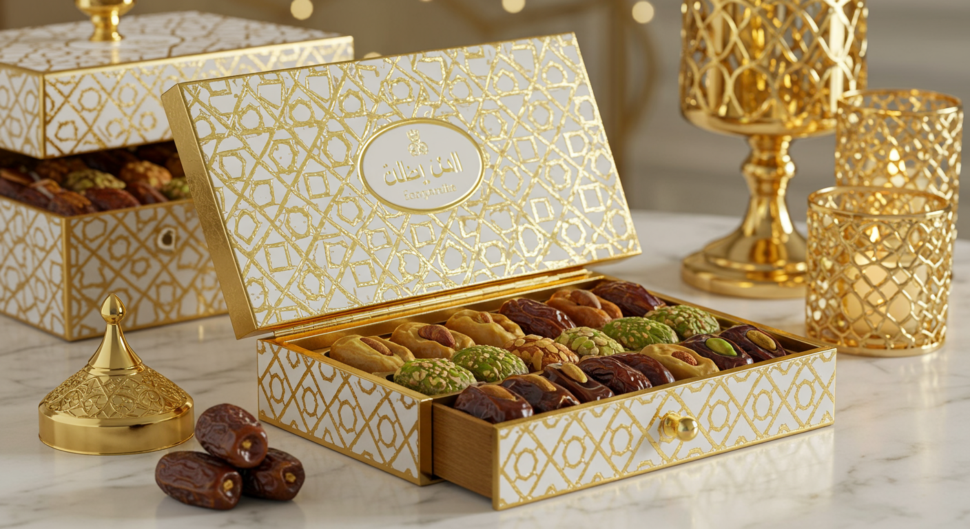 A decorative box of dates