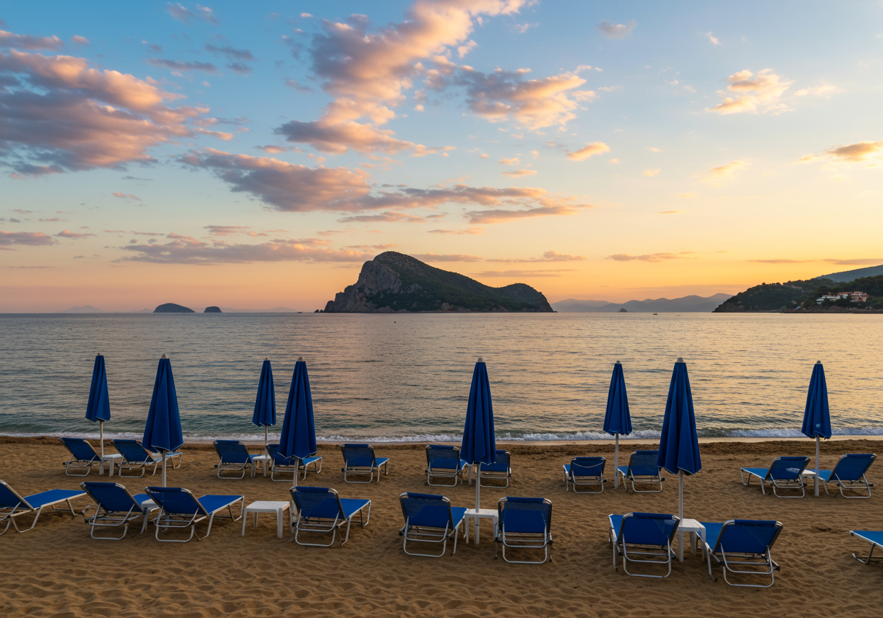 Beautiful sunset beach at Cala d´Hort on Ibiza