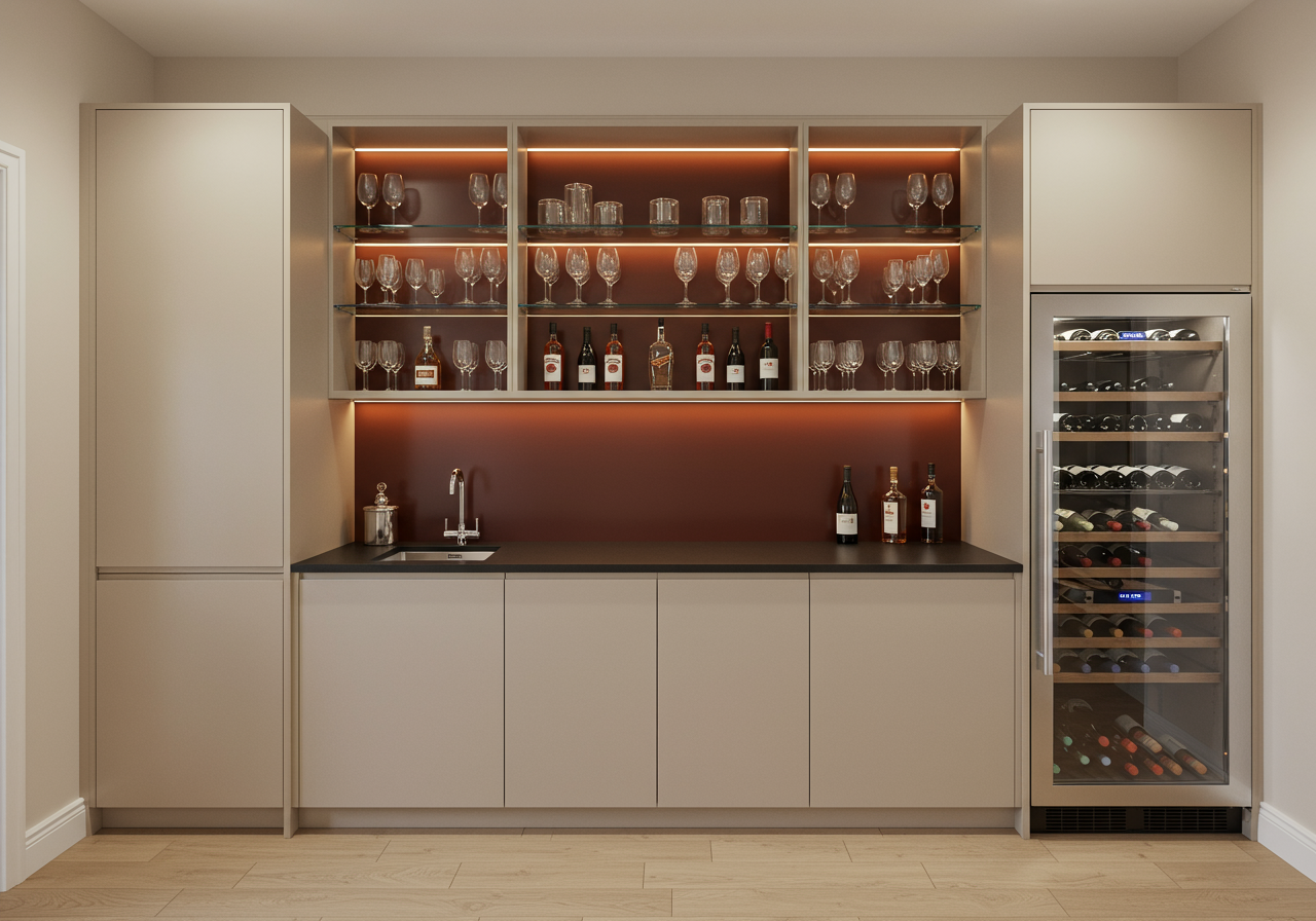 bar and wine fridge