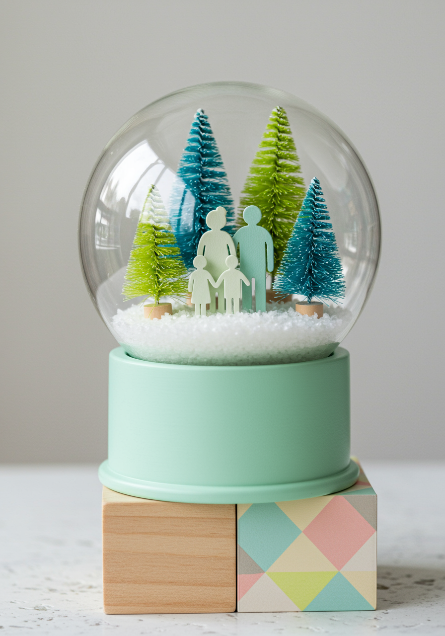 winter crafts family portrait snow globe