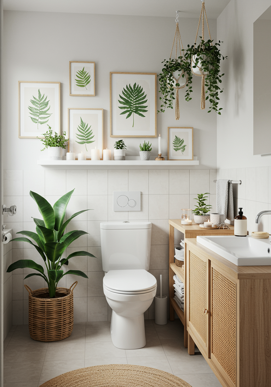 fiddle leaf fig in bathroom