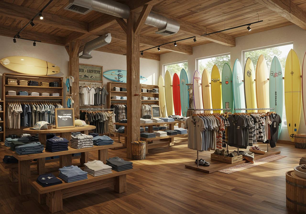 Hobie Surf Shop front and surfboards, Dana Point