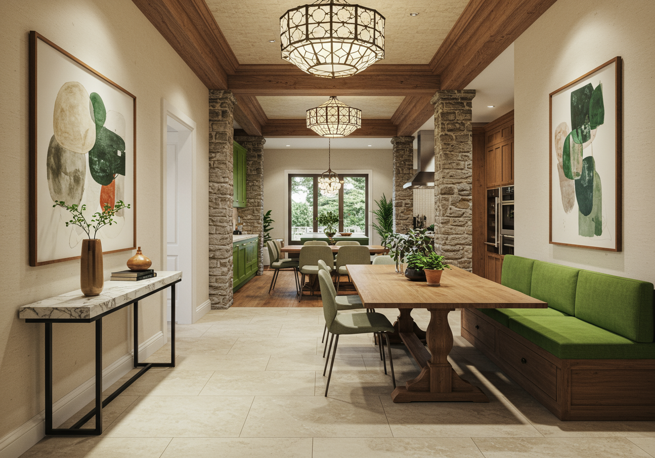 interior honolulu home with stone and wood floors