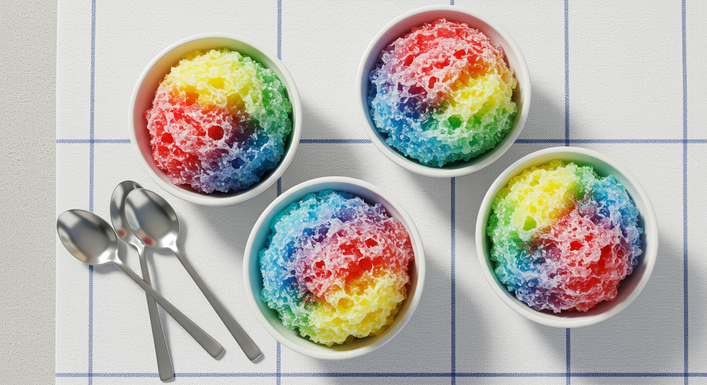 rainbow colored shave ice
