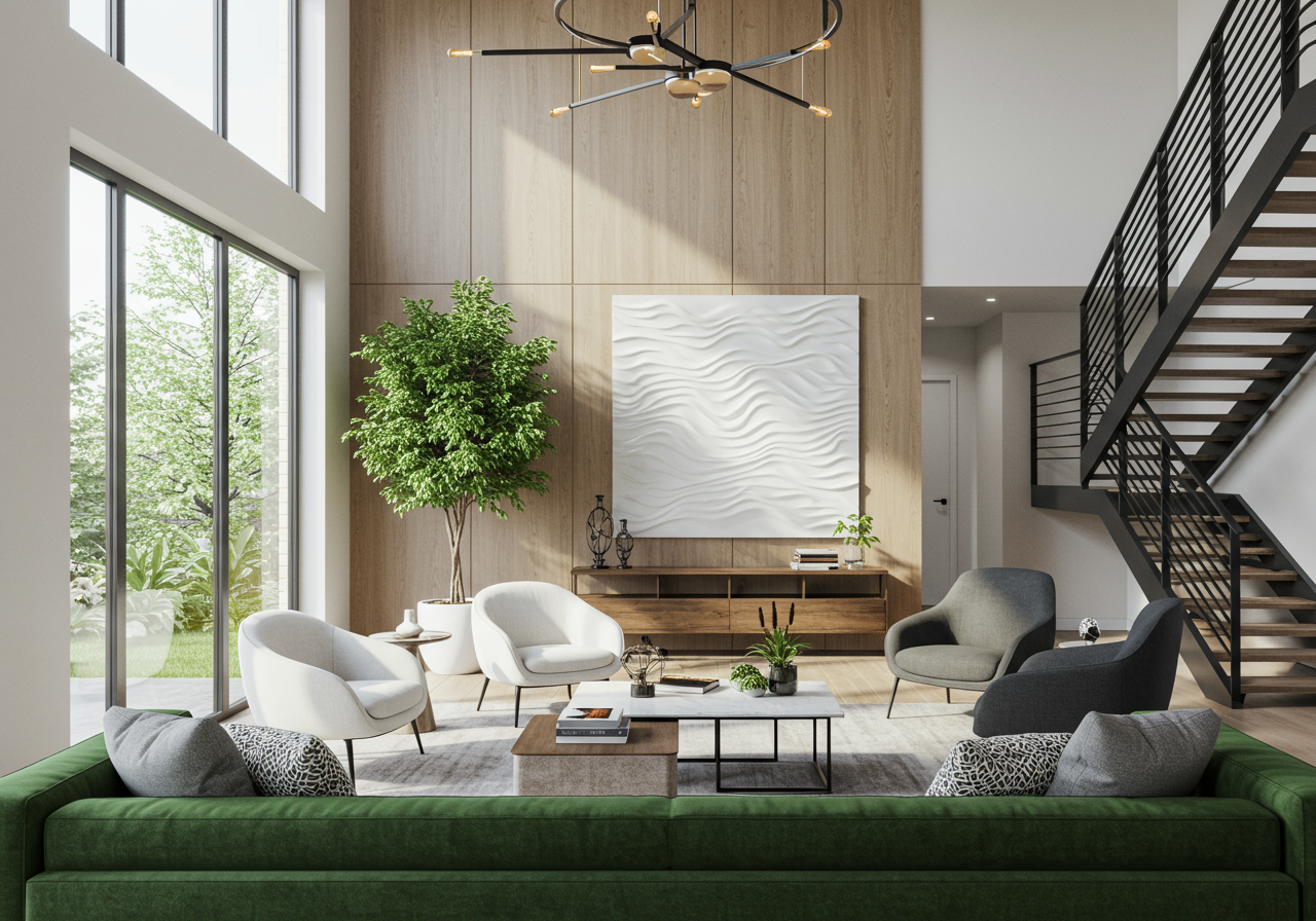 Warm neutral colors in living room