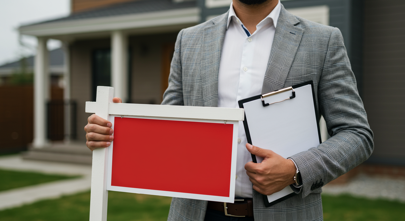 Person holding sign