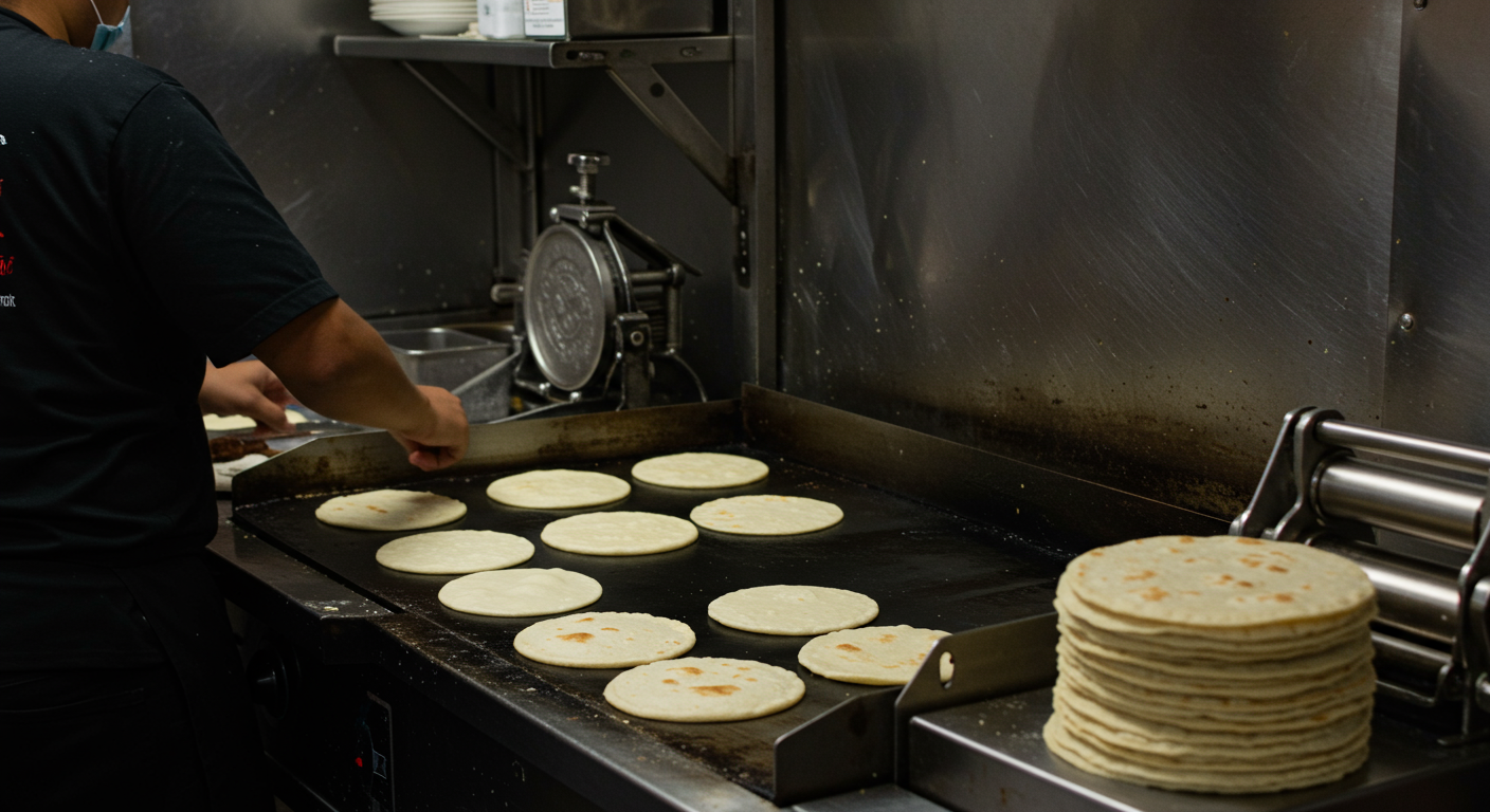 The old molino, making fresh tortillas at Calavera