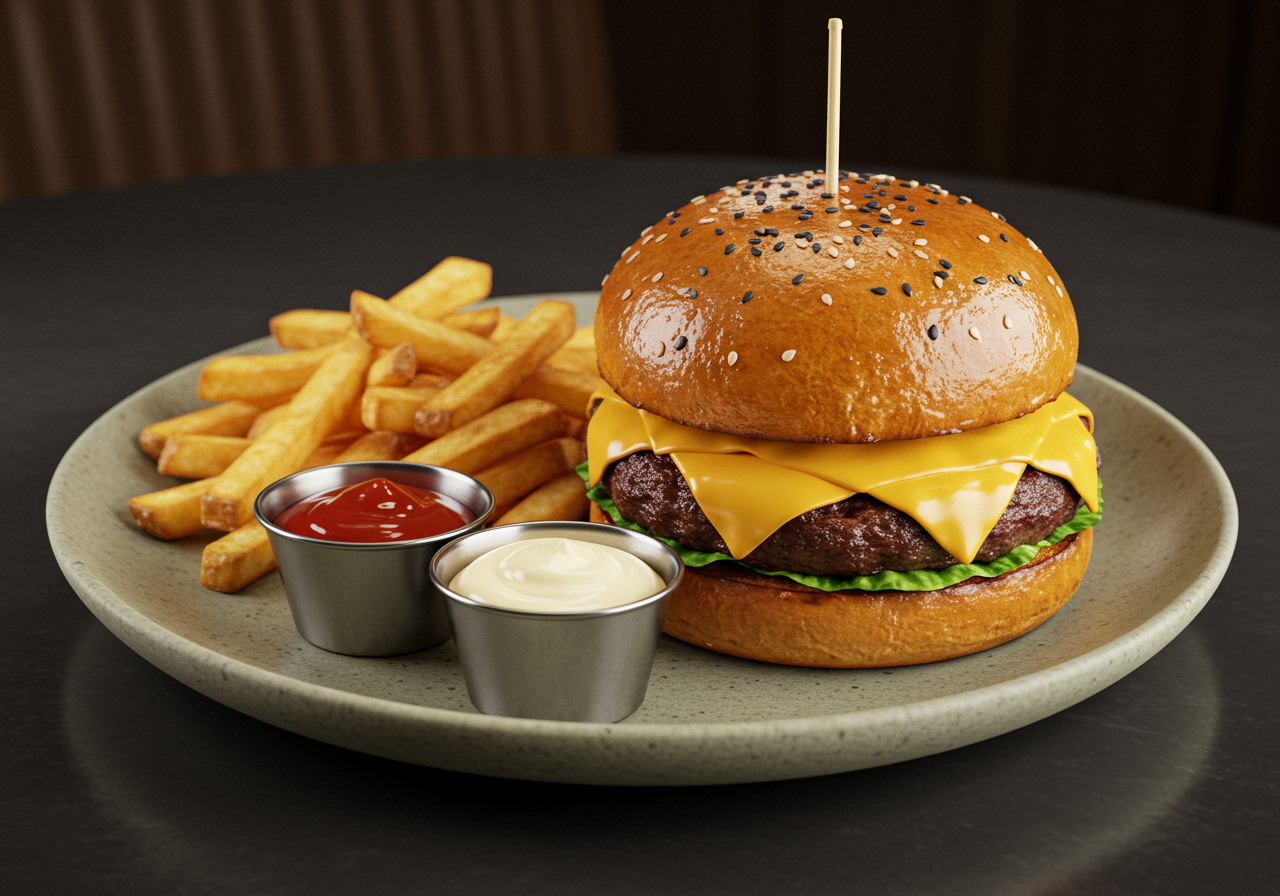 The burger from Matty's Old Fashioned, newly open in Oakland.