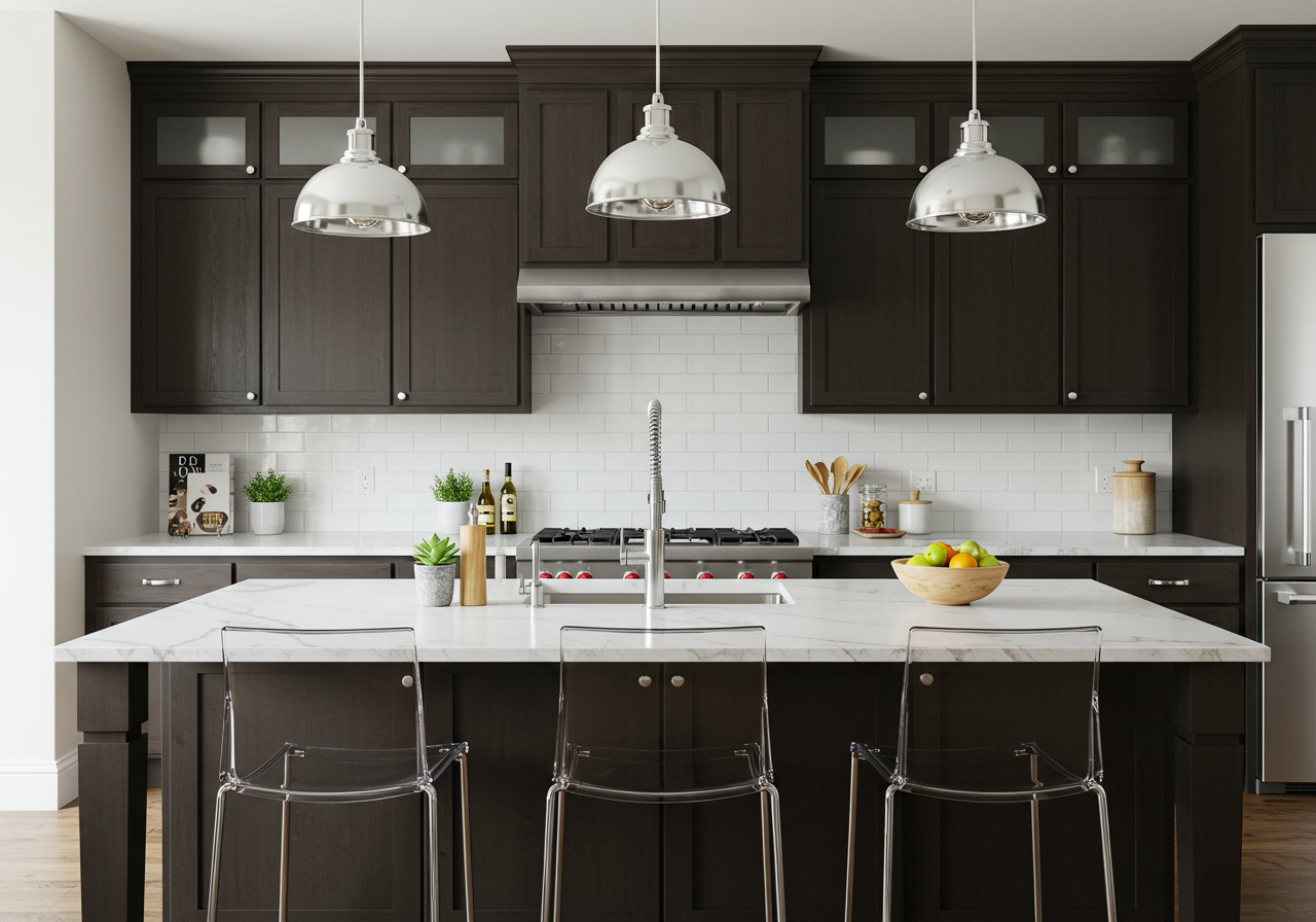 Modern kitchen hardware installed after update