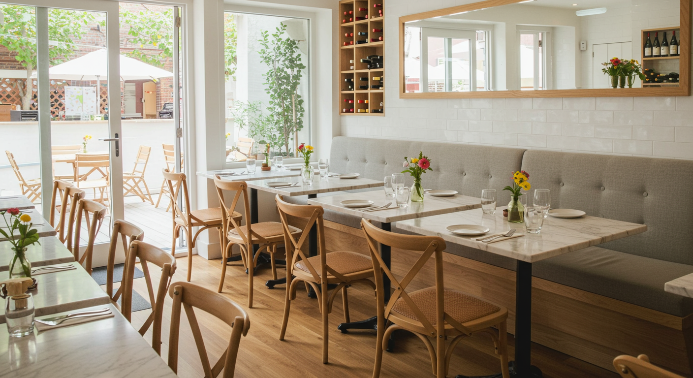 Cozy interior of C&ocirc;te Ouest Bistro in Cow Hollow, San Francisco.
