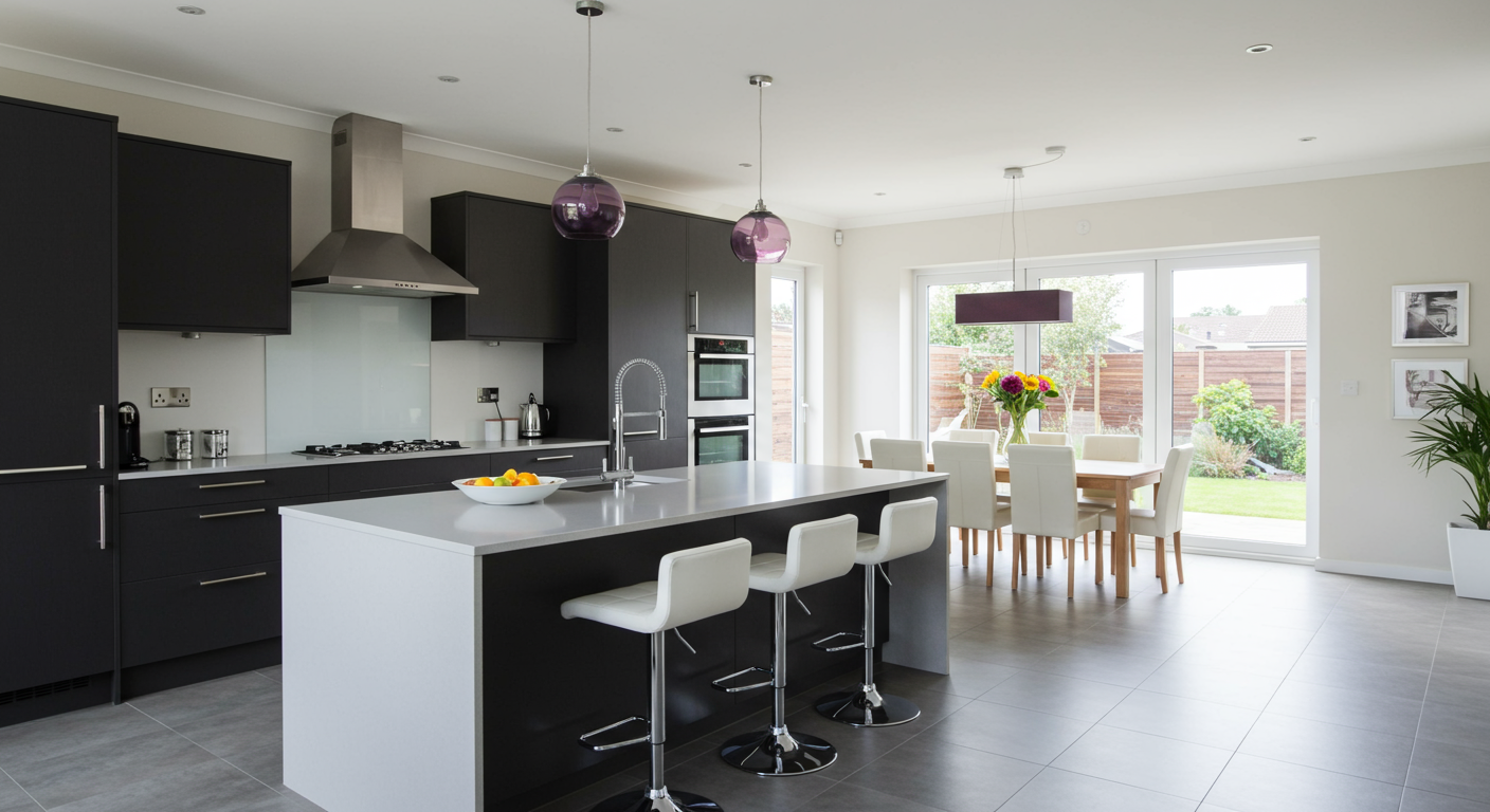 Large modern kitchen with an island as one of the top amenities for your Miami home.