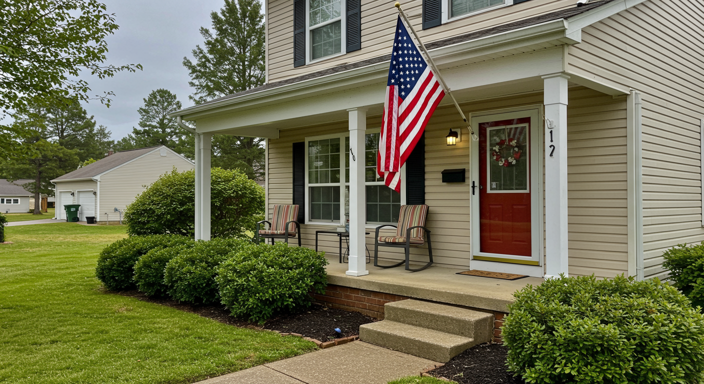 front porch with American Flag, www.sonjabush.com, Mammoth Lakes