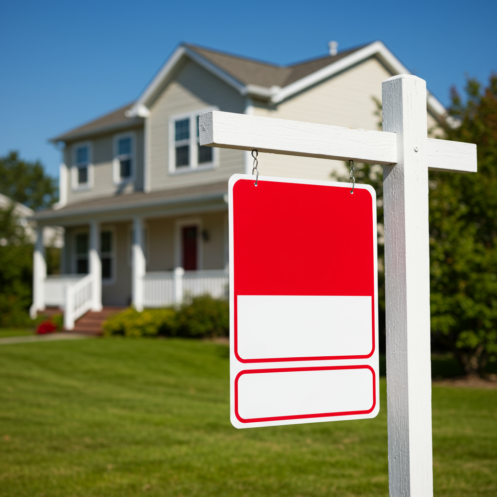 Home with For Sale sign in front yard