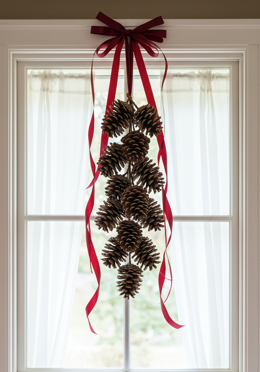 winter crafts pinecone door hanger