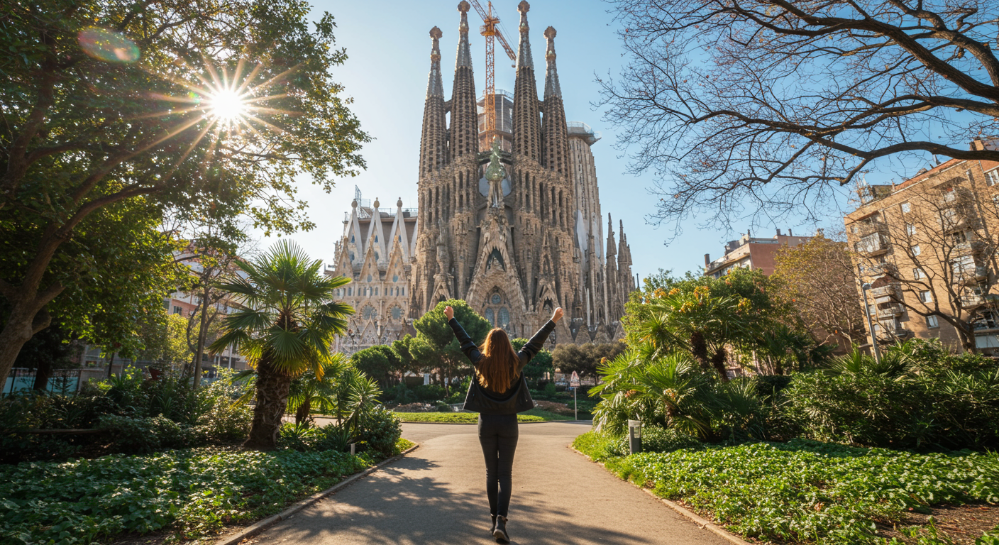 Bernadette Meyer Visiting the Sagrada Familia Basilica in Barcelona