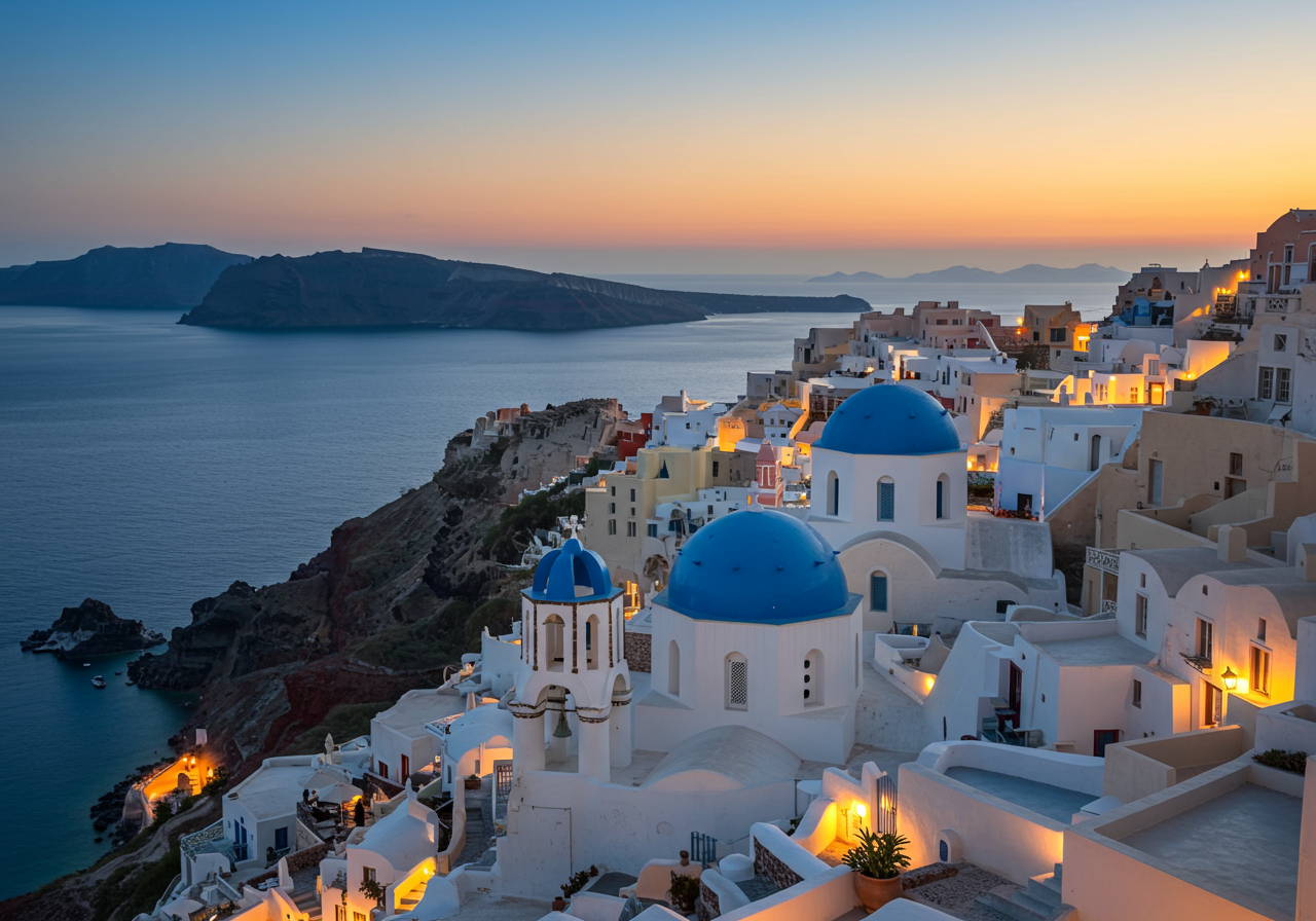 Romantic Sunset in Santorini