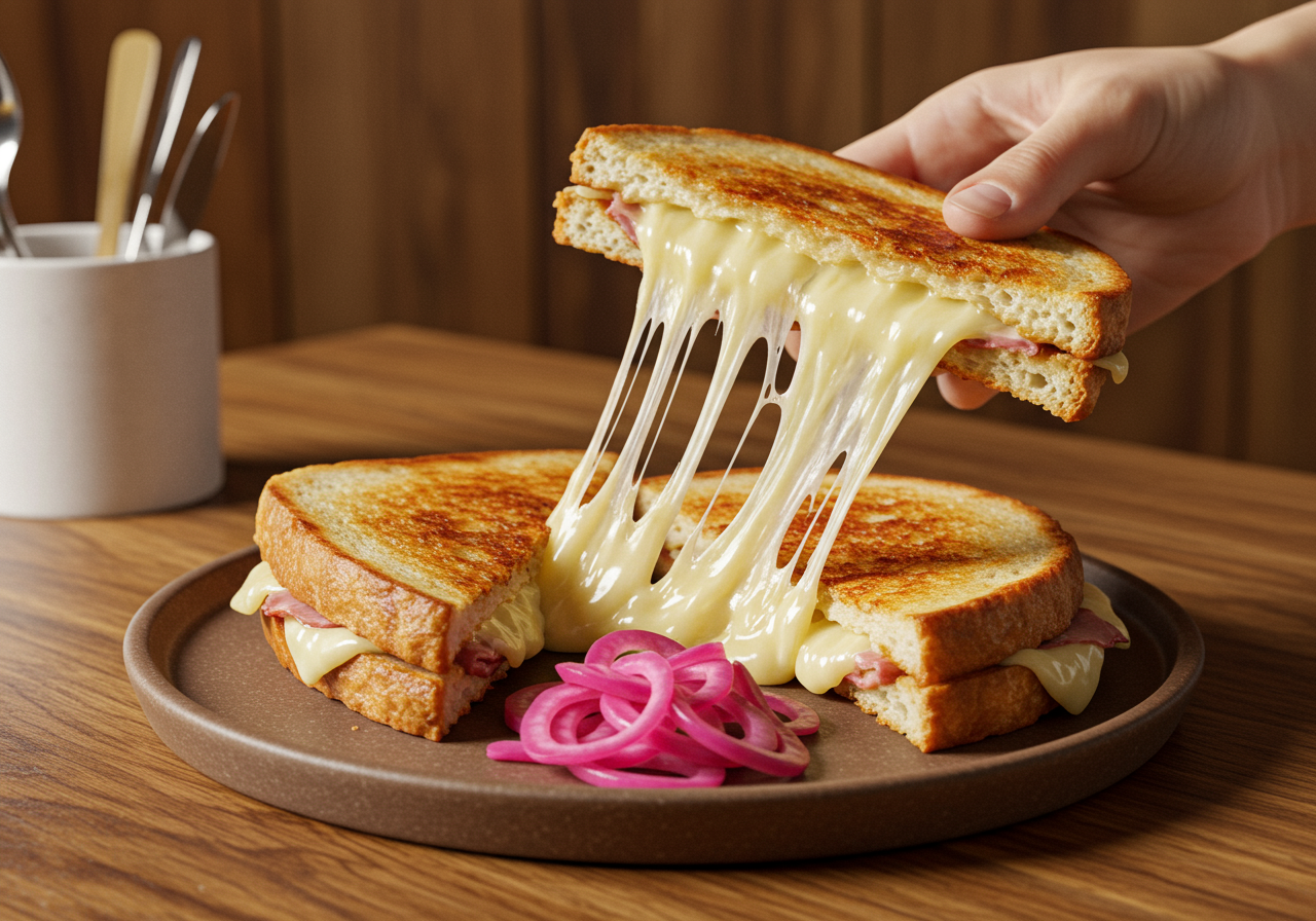 Bar Gemini's grilled cheese with pickled onions.