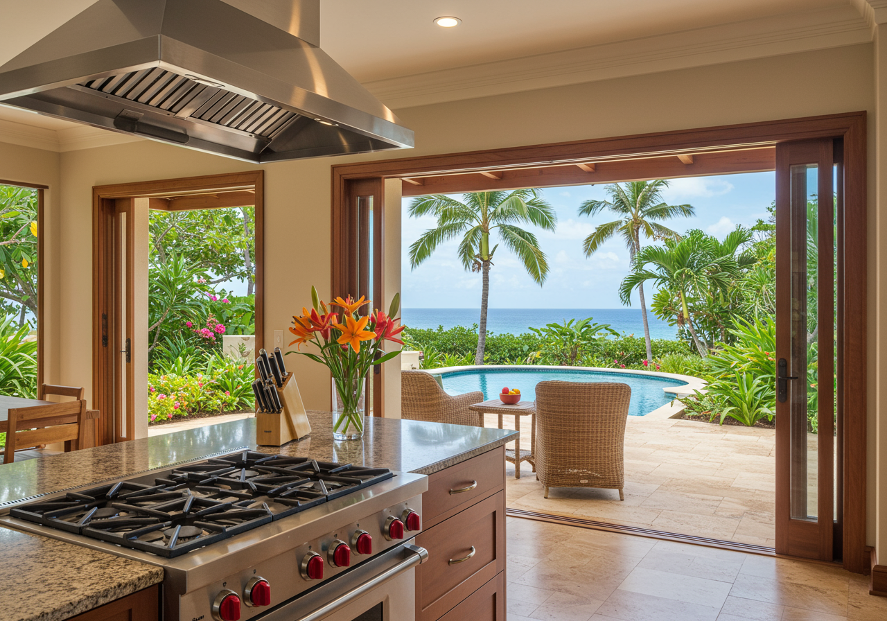 grill at Balinese-style estate in Launiupoko maui