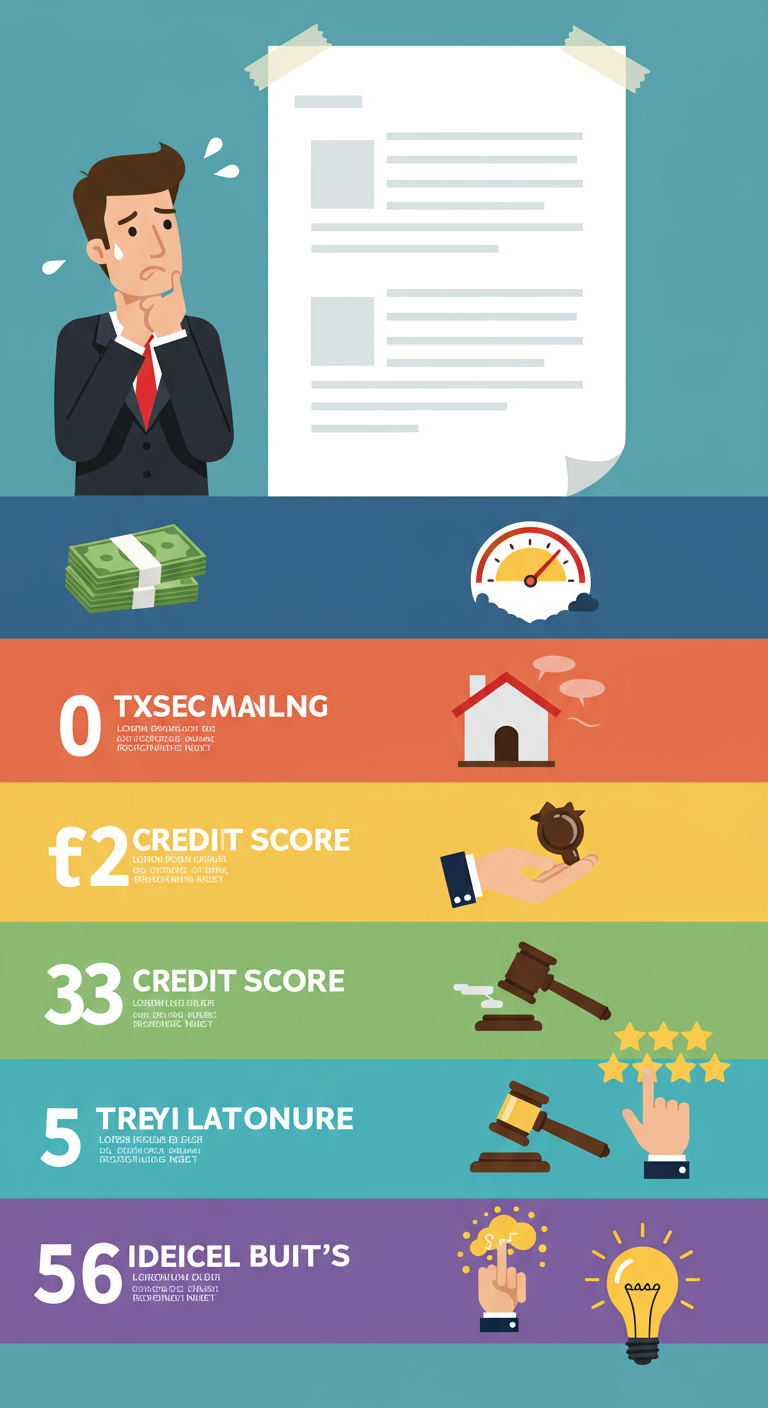 Infographic about landlord-related costs, with an anxious man, document, money, house, gavel, and credit-score labels.