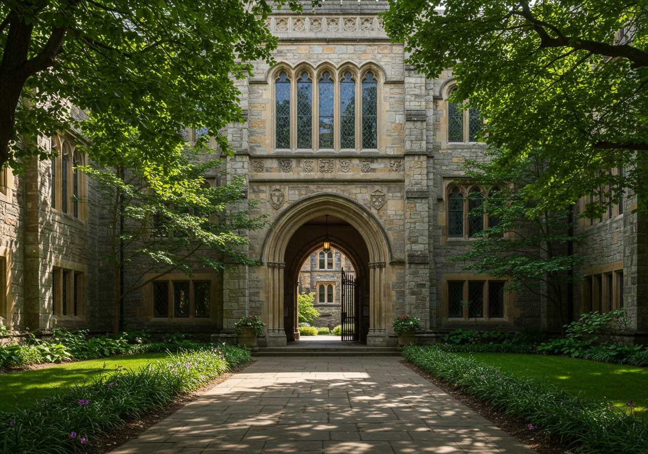 Steel Gate of Brown Brick Building