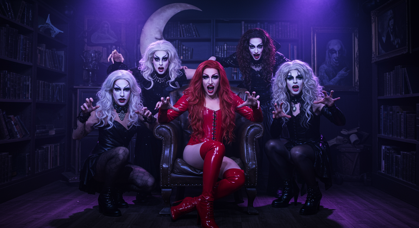 A group of vampires makes faces at the camera.