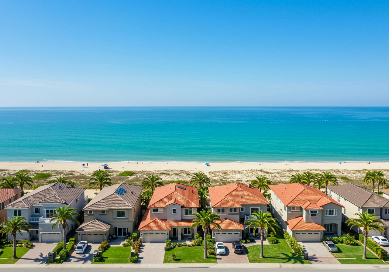 Aerial view of Dana Point coastline with homes