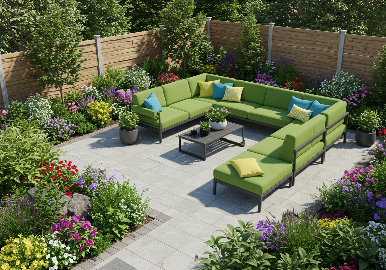 recently landscaped backyard