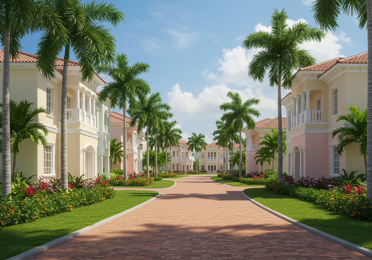  Barefoot beach boulevard road residential community in Florida with luxury houses real estate property homes in tropical climate