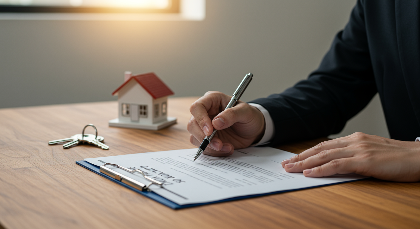 Person signing a document.