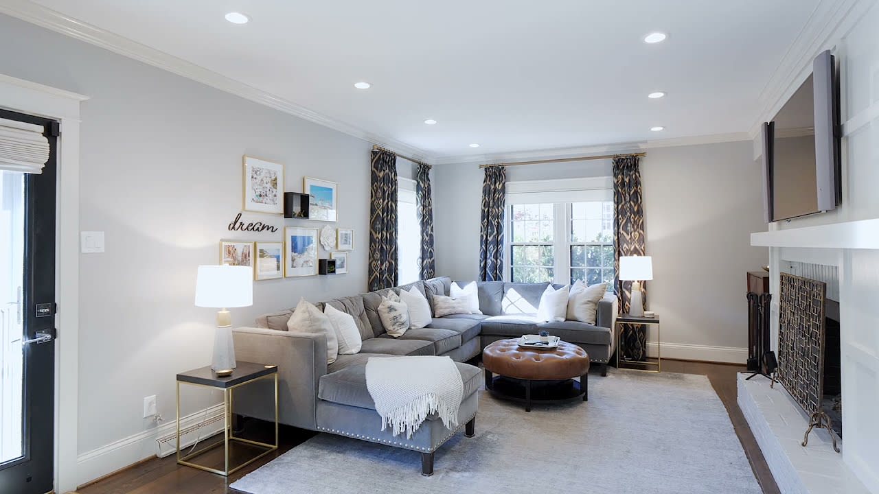 Chic family room in a Ladue home.