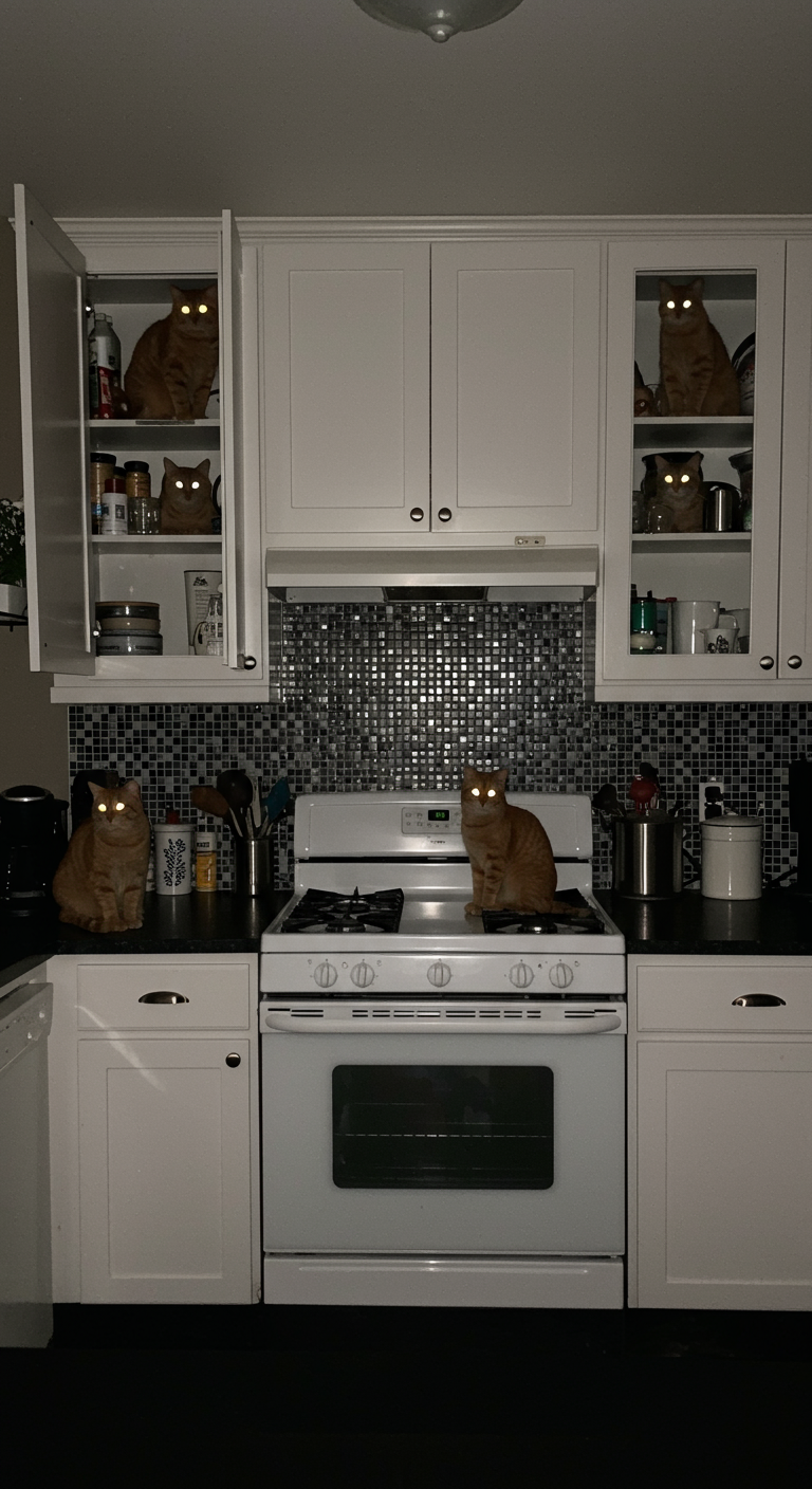 Crazy cat lady's kitchen!: 