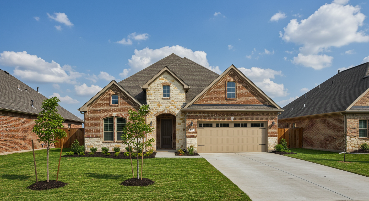 Brick house image with text