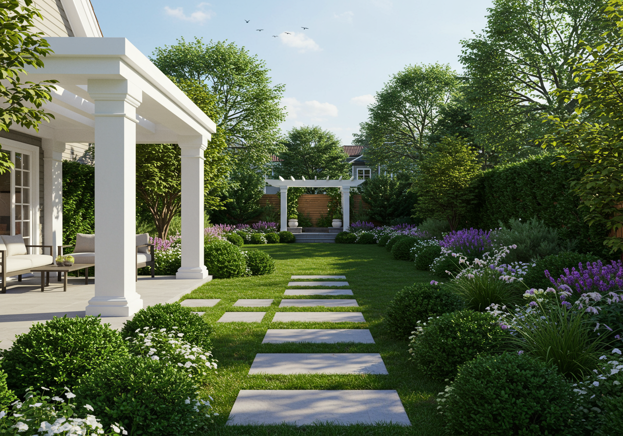 Backyard with pavers